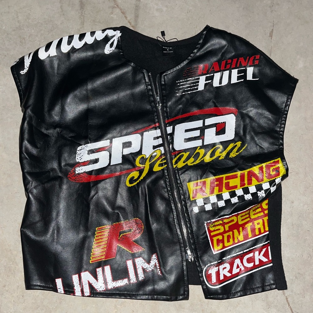 Shein Racing leather vest